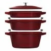 Staub Stackable Cocotte, Braiser, And Grill Pan With Lid | Grenadine 1 Staub Stackable Cocotte, Braiser, And Grill Pan With Lid | Grenadine -Le Creuset Shop 1010768 1