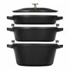 Staub Stackable Cocotte, Braiser, And Grill Pan With Lid | Black 2 Staub Stackable Cocotte, Braiser, And Grill Pan With Lid | Black -Le Creuset Shop 1021322