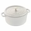 Staub 5.5 Qt. Round Cocotte/Dutch Oven | White -Le Creuset Shop 1102602 staub 5.5qt round cocotte white 2
