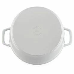 Staub 5.5 Qt. Round Cocotte/Dutch Oven | White -Le Creuset Shop 1102602 staub s 5.5qt round cocotte 1