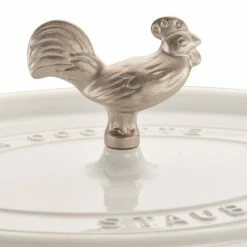 Staub 5.75 Qt. Oval Coq Au Vin Cocotte/Dutch Oven | White -Le Creuset Shop 1123102 white coq au vin cocotte staub