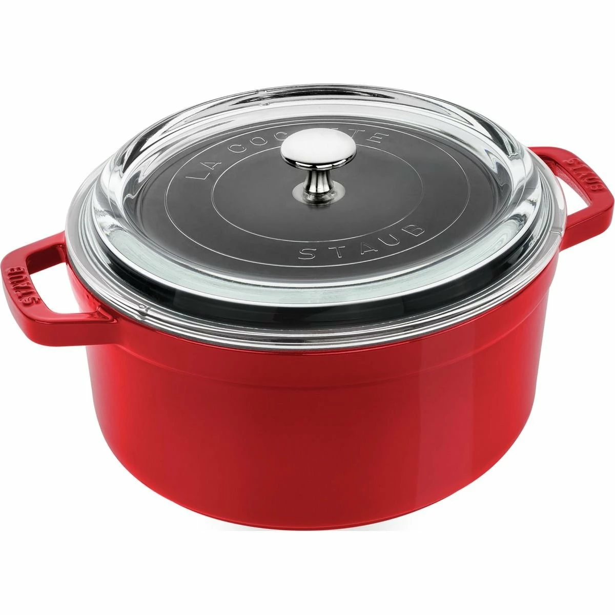 Staub 4 Qt. Round Cocotte/Dutch Oven With Glass Lid | Cherry Red 3 Staub 4 Qt. Round Cocotte/Dutch Oven With Glass Lid | Cherry Red