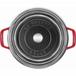 Staub 4 Qt. Round Cocotte/Dutch Oven With Glass Lid | Cherry Red 11 Staub 4 Qt. Round Cocotte/Dutch Oven With Glass Lid | Cherry Red -Le Creuset Shop 11412406 2