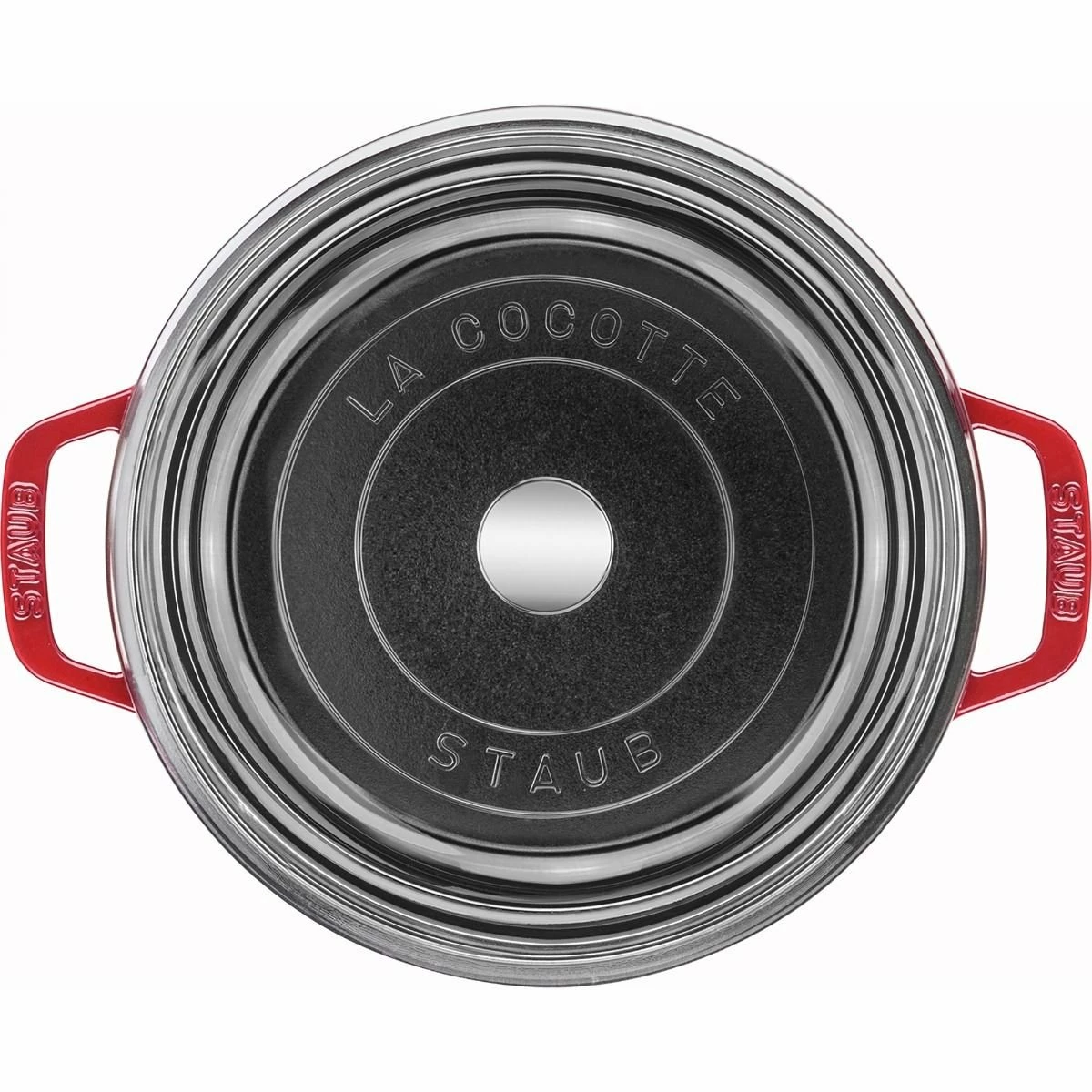 Staub 4 Qt. Round Cocotte/Dutch Oven With Glass Lid | Cherry Red 5 Staub 4 Qt. Round Cocotte/Dutch Oven With Glass Lid | Cherry Red - Image 3