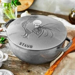 Staub 3.75 Qt. Essential French Oven With Rooster Lid | Graphite Grey -Le Creuset Shop 11752418 ls 01