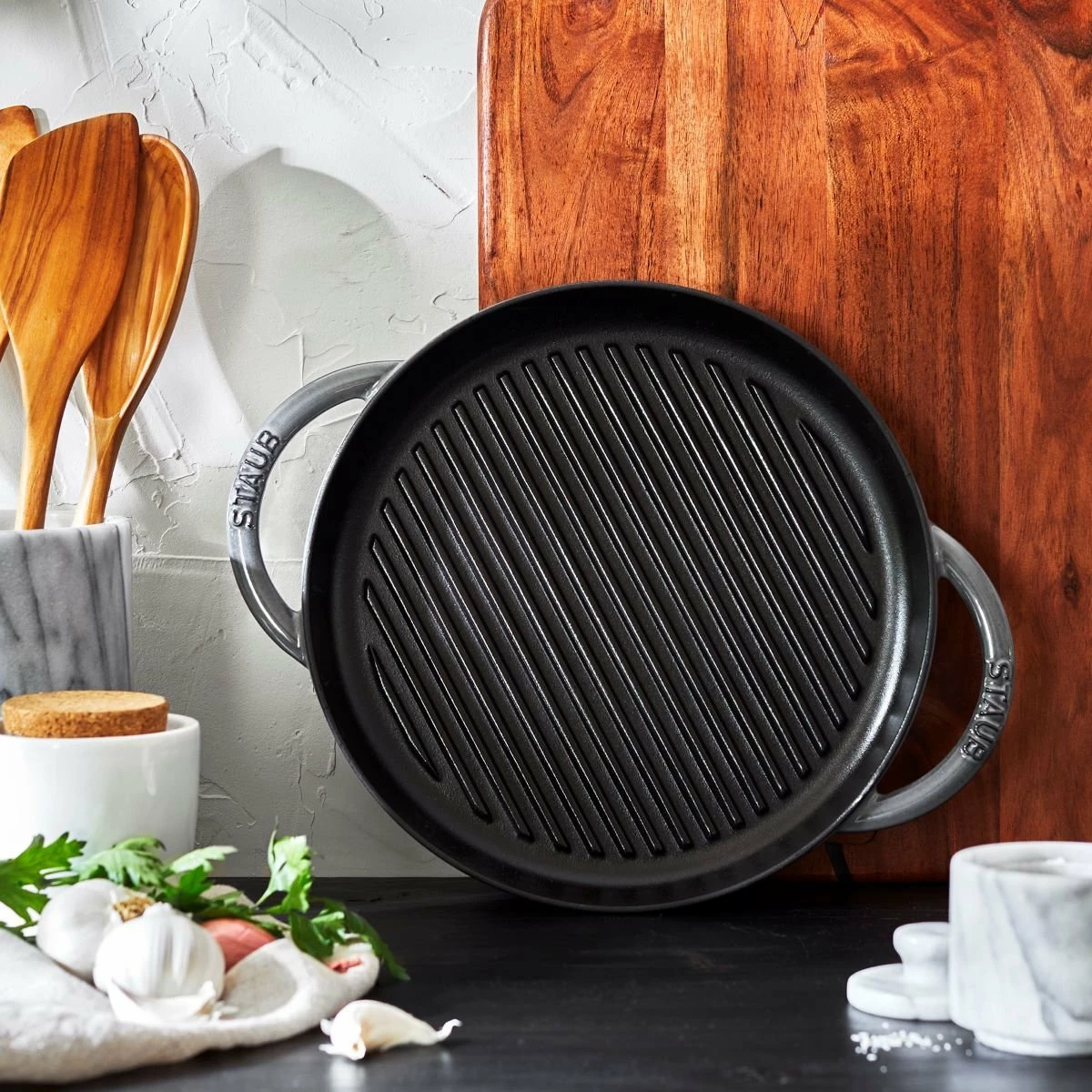 Staub 10" Cast Iron Pure Grill Pan | Graphite Grey 5 Staub 10" Cast Iron Pure Grill Pan | Graphite Grey - Image 3