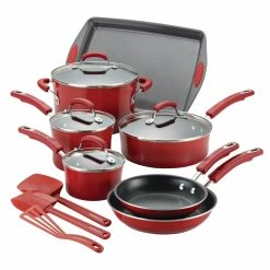 Rachael Ray Red Gradient 14 Piece Enamel Cookware Set