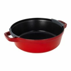 Staub Stackable Cocotte, Braiser, And Grill Pan With Lid | Cherry 16 Staub Stackable Cocotte, Braiser, And Grill Pan With Lid | Cherry -Le Creuset Shop 14552606 02