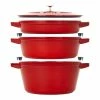 Staub Stackable Cocotte, Braiser, And Grill Pan With Lid | Cherry 1 Staub Stackable Cocotte, Braiser, And Grill Pan With Lid | Cherry -Le Creuset Shop 14552606 05 1