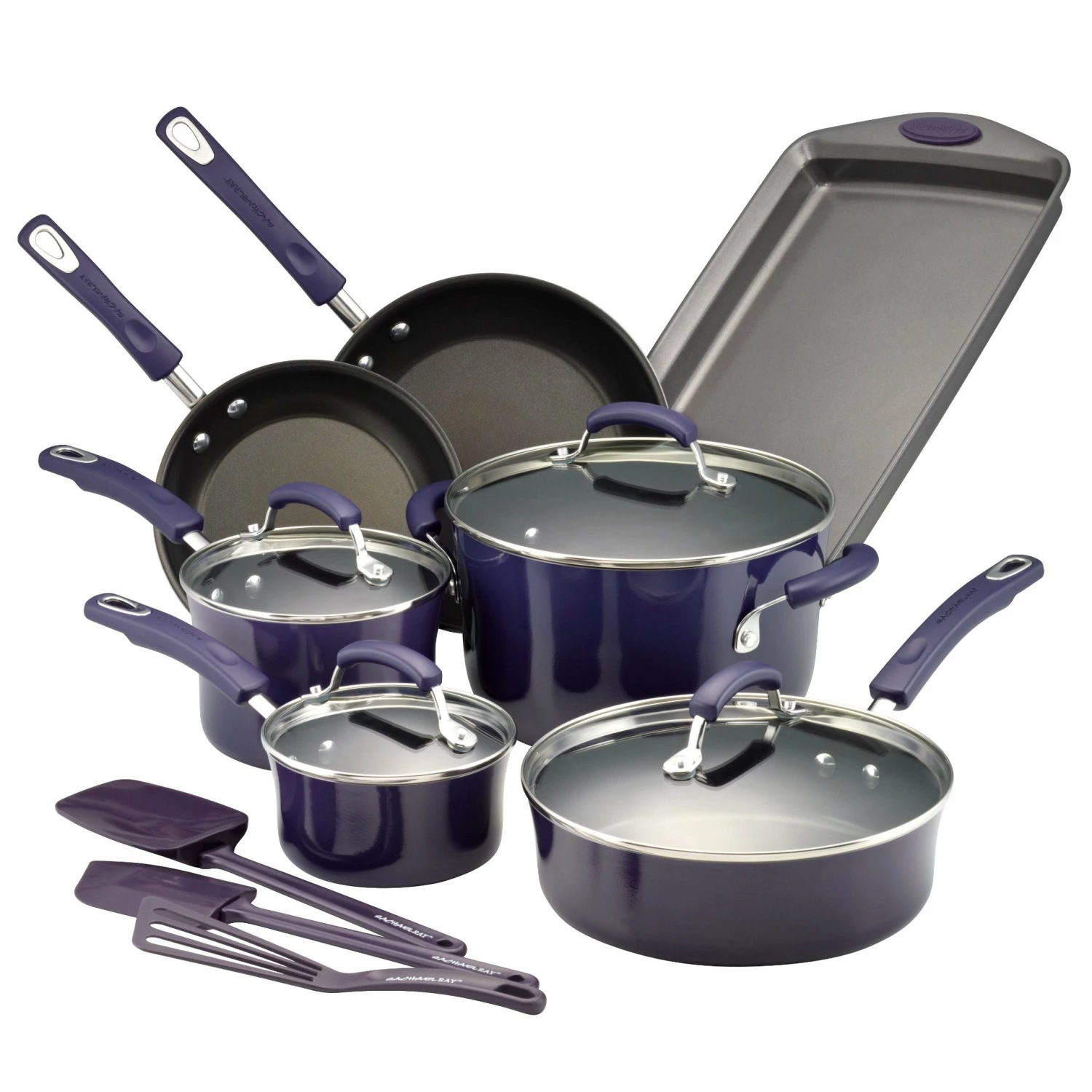 Rachael Ray Purple Gradient 14 Piece Enamel Cookware Set 3 Rachael Ray Purple Gradient 14 Piece Enamel Cookware Set