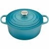 Le Creuset 5.5 Qt. Round Signature Cast Iron Dutch Oven With Stainless Steel Knob | Caribbean Blue 2 Le Creuset 5.5 Qt. Round Signature Cast Iron Dutch Oven With Stainless Steel Knob | Caribbean Blue -Le Creuset Shop 2617ss