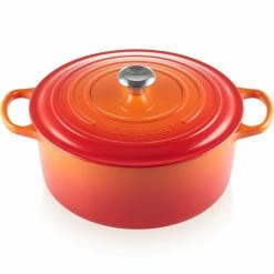 Le Creuset 9 Qt. Round Signature Dutch Oven With Stainless Steel Knob | Flame Orange