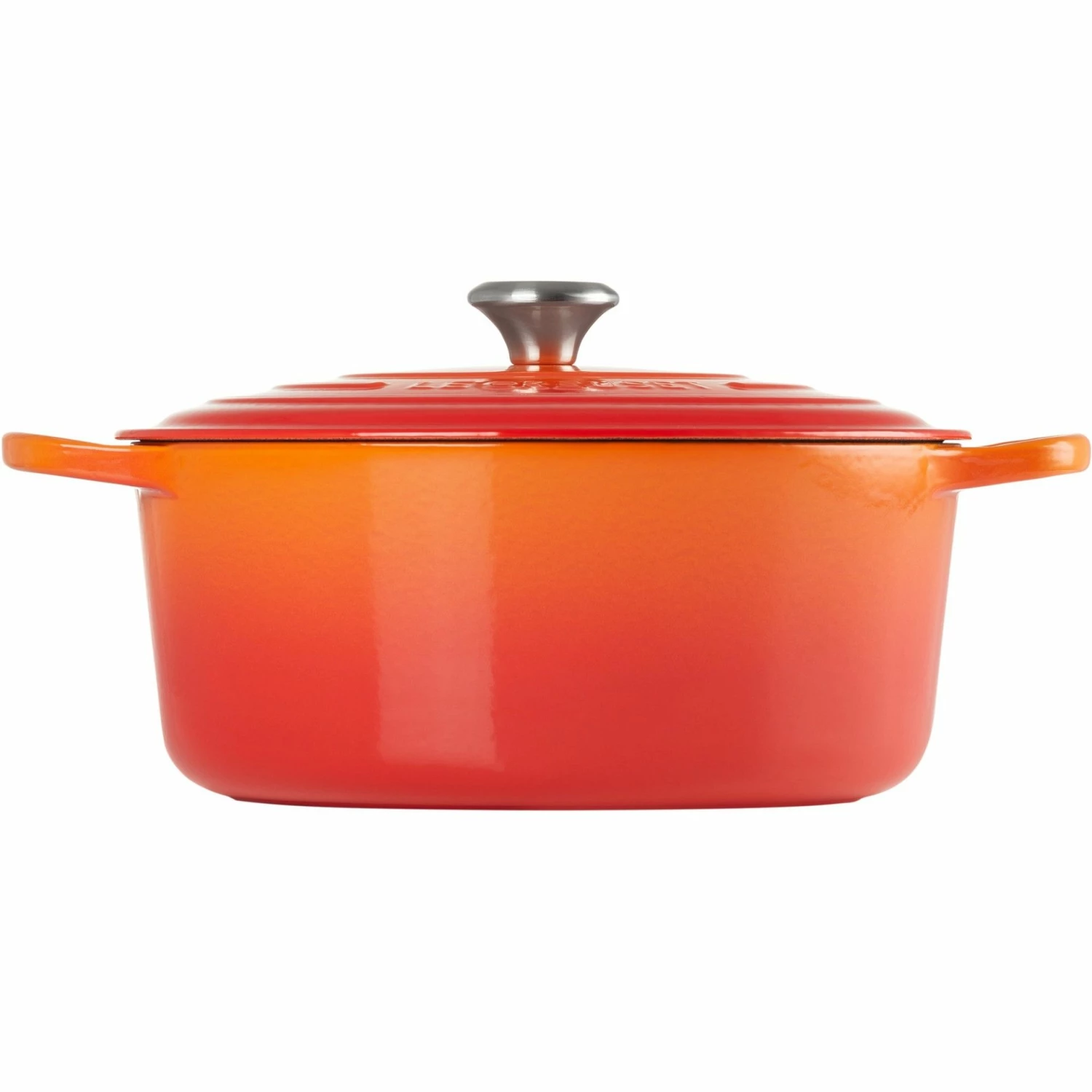 Le Creuset 9 Qt. Round Signature Dutch Oven With Stainless Steel Knob | Flame Orange 4 Le Creuset 9 Qt. Round Signature Dutch Oven With Stainless Steel Knob | Flame Orange - Image 2