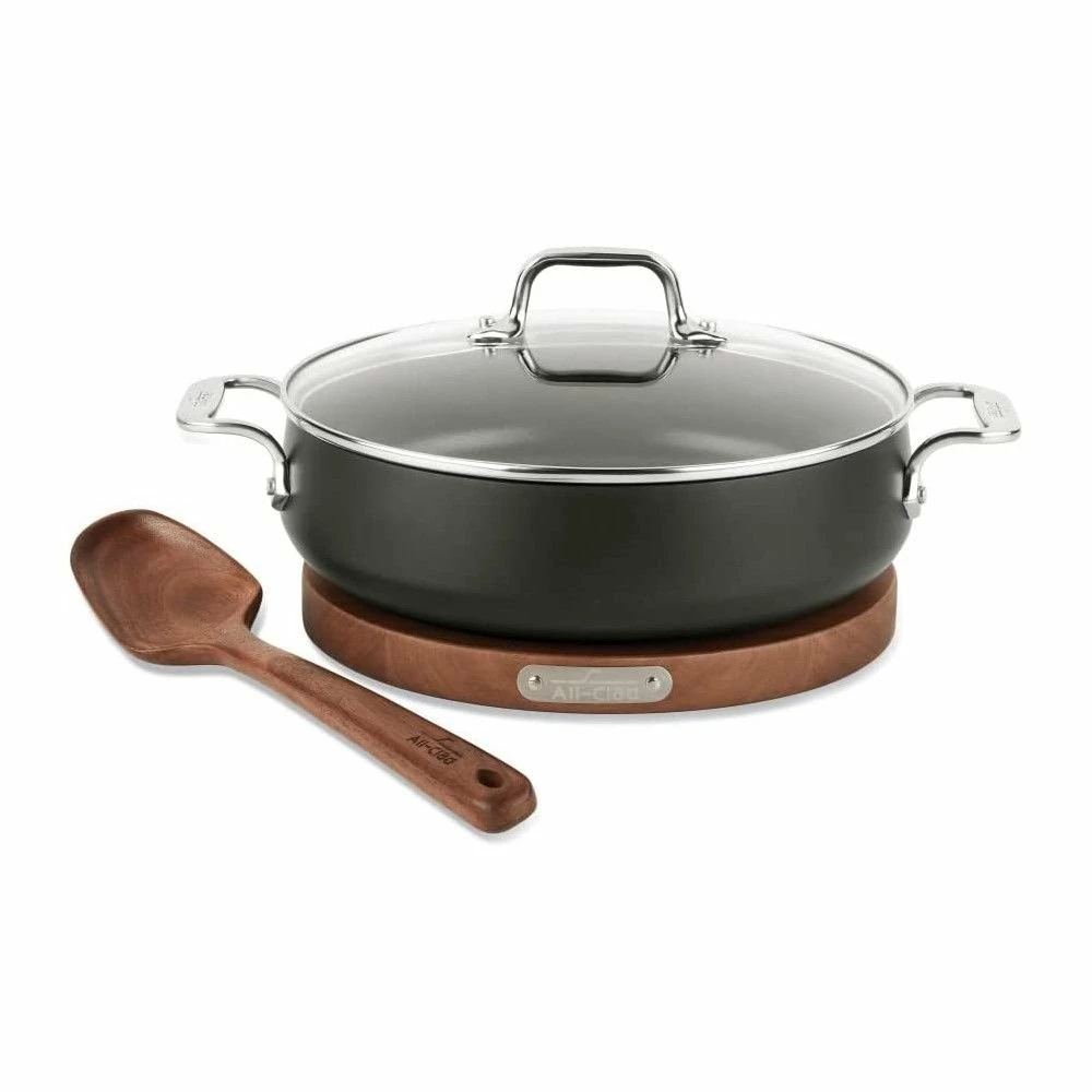 All-Clad HA1 Hard Anodized Nonstick 6 Qt. Dutch Oven With Acacia Wood Trivet & Spoon 3 All-Clad HA1 Hard Anodized Nonstick 6 Qt. Dutch Oven With Acacia Wood Trivet & Spoon