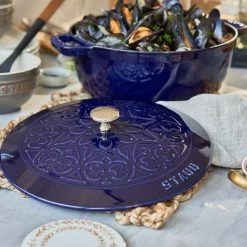 Staub 3.75 Qt Essential French Oven With Lilly Lid | Dark Blue 9 Staub 3.75 Qt Essential French Oven With Lilly Lid | Dark Blue -Le Creuset Shop 424422961