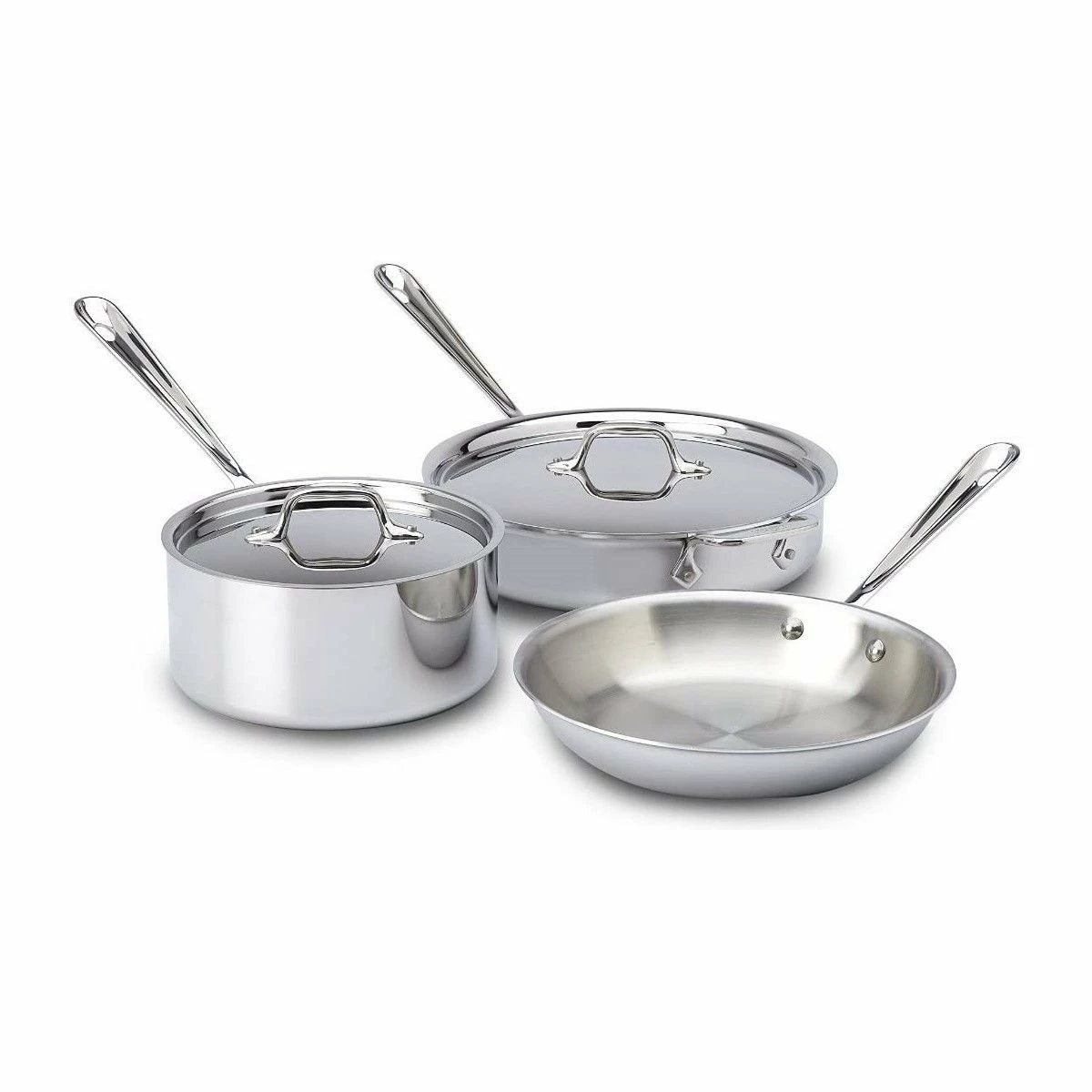 All-Clad D3 Stainless Steel Starter Cookware Set | 5-Piece 3 All-Clad D3 Stainless Steel Starter Cookware Set | 5-Piece