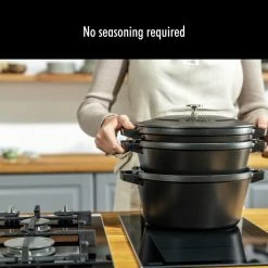 Staub Stackable Cocotte, Braiser, And Grill Pan With Lid | Black 31 Staub Stackable Cocotte, Braiser, And Grill Pan With Lid | Black -Le Creuset Shop 61vmotim6ul. ac sl1280