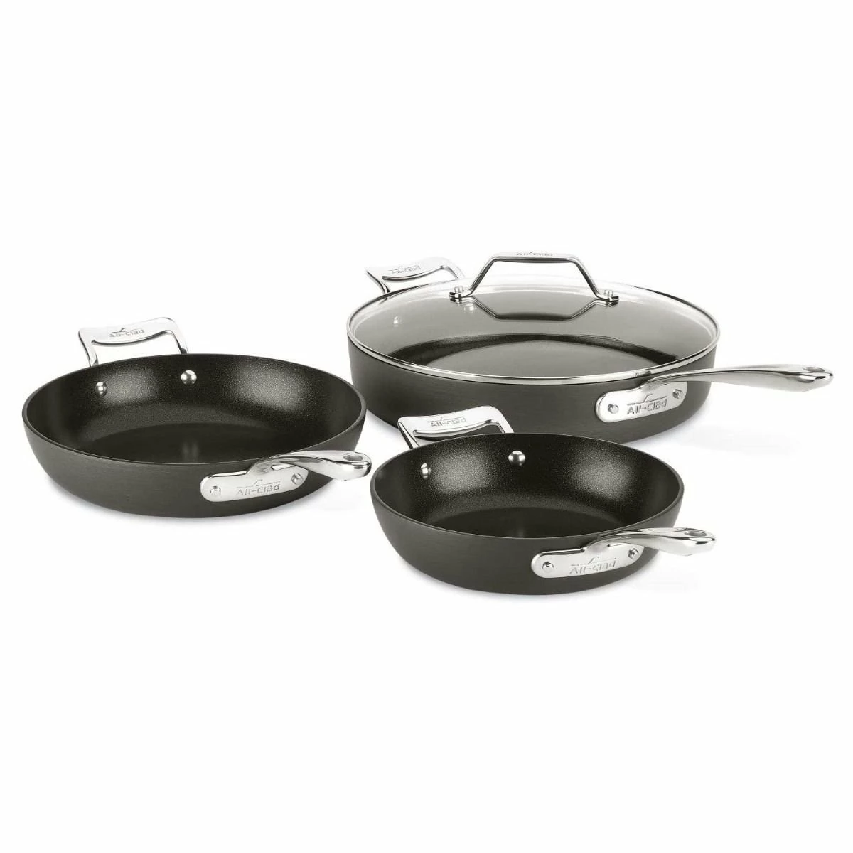 All-Clad Essentials Nonstick Hard Anodized Skillet Set | 3-Piece 3 All-Clad Essentials Nonstick Hard Anodized Skillet Set | 3-Piece