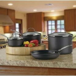 Cuisinart Chef's Classic Hard Anodized Nonstick Cookware Set | 7-Piece -Le Creuset Shop 66 7 hard anodized cookware popup