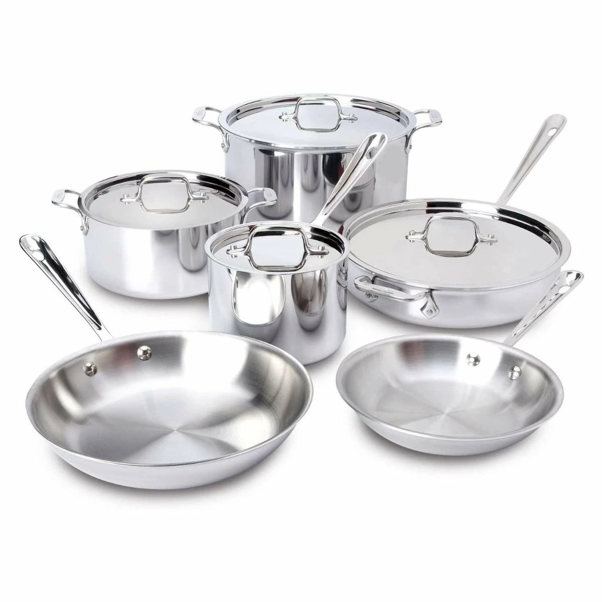 All-Clad D3 Stainless Steel Cookware Set & Casserole Pan | 10-Piece 3 All-Clad D3 Stainless Steel Cookware Set & Casserole Pan | 10-Piece