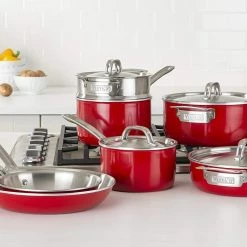 Viking Multi Ply Stainless 11-Piece Cookware Set | Red 19 Viking Multi Ply Stainless 11-Piece Cookware Set | Red -Le Creuset Shop 71naetgbrkl. ac sl1500