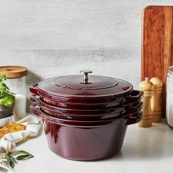 Staub Stackable Cocotte, Braiser, And Grill Pan With Lid | Grenadine -Le Creuset Shop 71qudu26bfl. ac sl1500