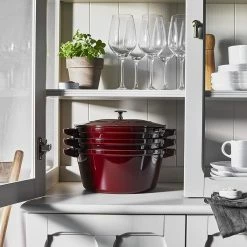 Staub Stackable Cocotte, Braiser, And Grill Pan With Lid | Grenadine -Le Creuset Shop 81 bhwkhd l. ac sl1500