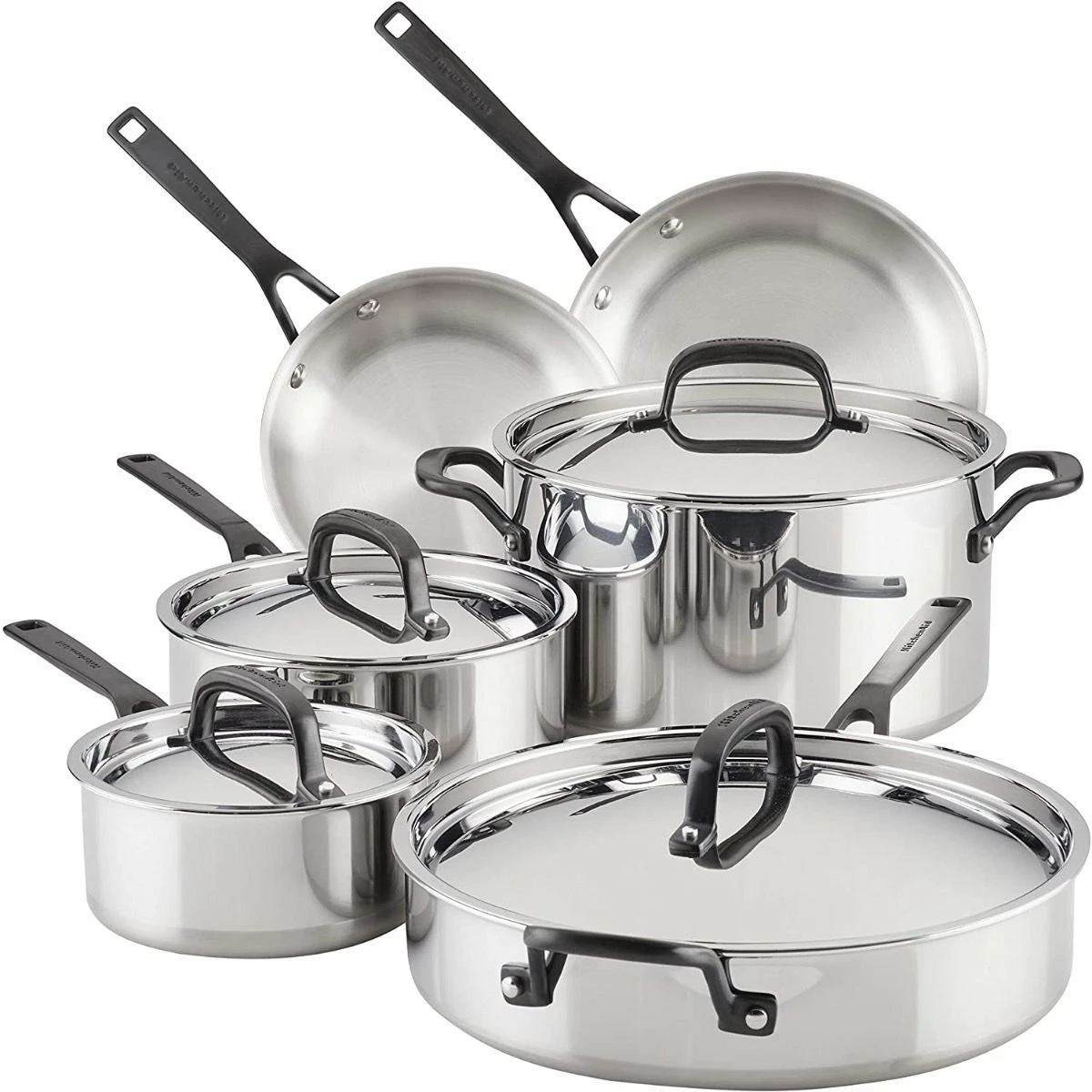 KitchenAid Non-Electrics KitchenAid Stainless Steel 5-Ply Cookware Set | 10-Piece 3 KitchenAid Non-Electrics KitchenAid Stainless Steel 5-Ply Cookware Set | 10-Piece