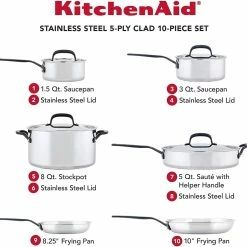 KitchenAid Non-Electrics KitchenAid Stainless Steel 5-Ply Cookware Set | 10-Piece 16 KitchenAid Non-Electrics KitchenAid Stainless Steel 5-Ply Cookware Set | 10-Piece -Le Creuset Shop 81ixrov3bll. ac sl1500