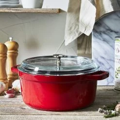 Staub 4 Qt. Round Cocotte/Dutch Oven With Glass Lid | Cherry Red 13 Staub 4 Qt. Round Cocotte/Dutch Oven With Glass Lid | Cherry Red -Le Creuset Shop 81wrlo92ktl. ac sl1500
