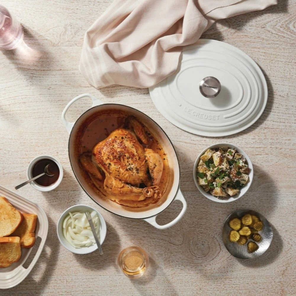 Le Creuset 6.75 Qt. Oval Signature Dutch Oven With Stainless Steel Knob | White 4 Le Creuset 6.75 Qt. Oval Signature Dutch Oven With Stainless Steel Knob | White - Image 2