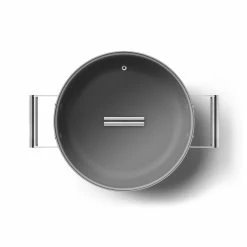SMEG 4 Qt. Nonstick Deep Pan With Lid | Cream -Le Creuset Shop ckfd2811crm 4