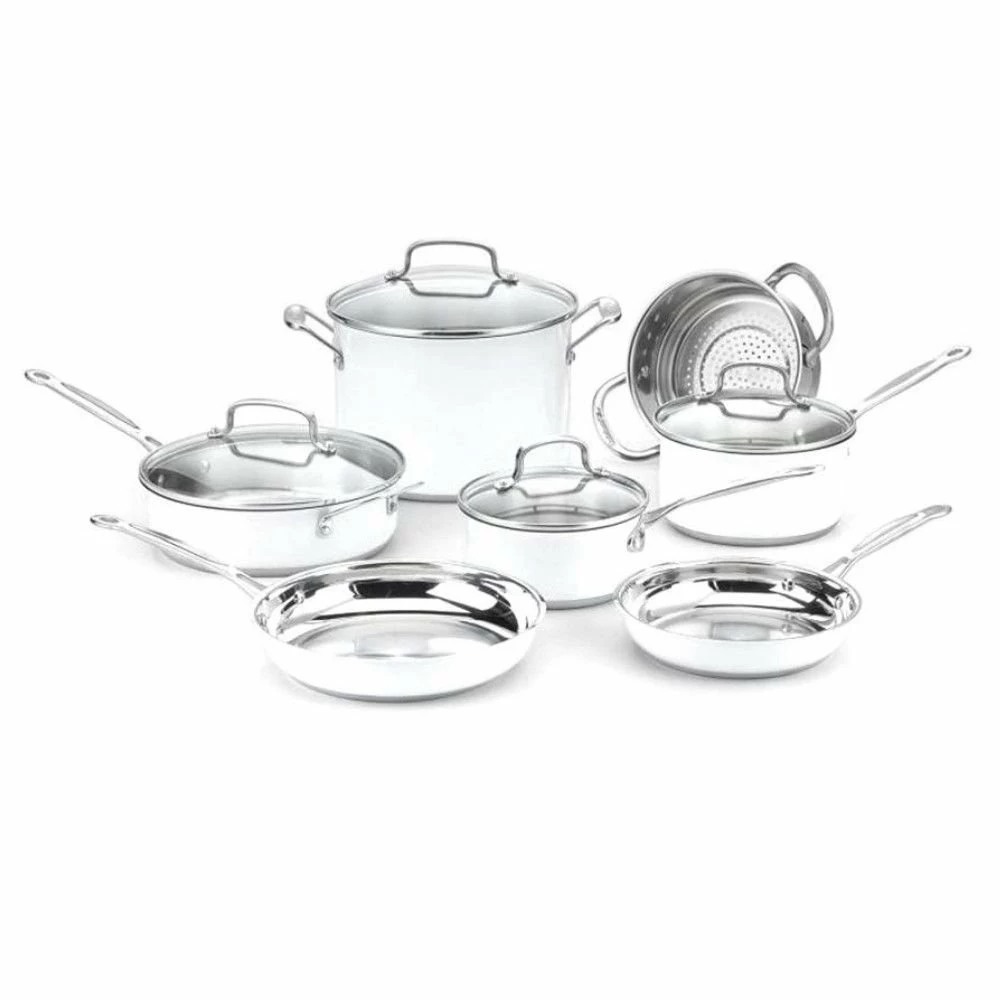 Cuisinart Matte White Stainless Steel Cookware Set | 11-Piece 3 Cuisinart Matte White Stainless Steel Cookware Set | 11-Piece