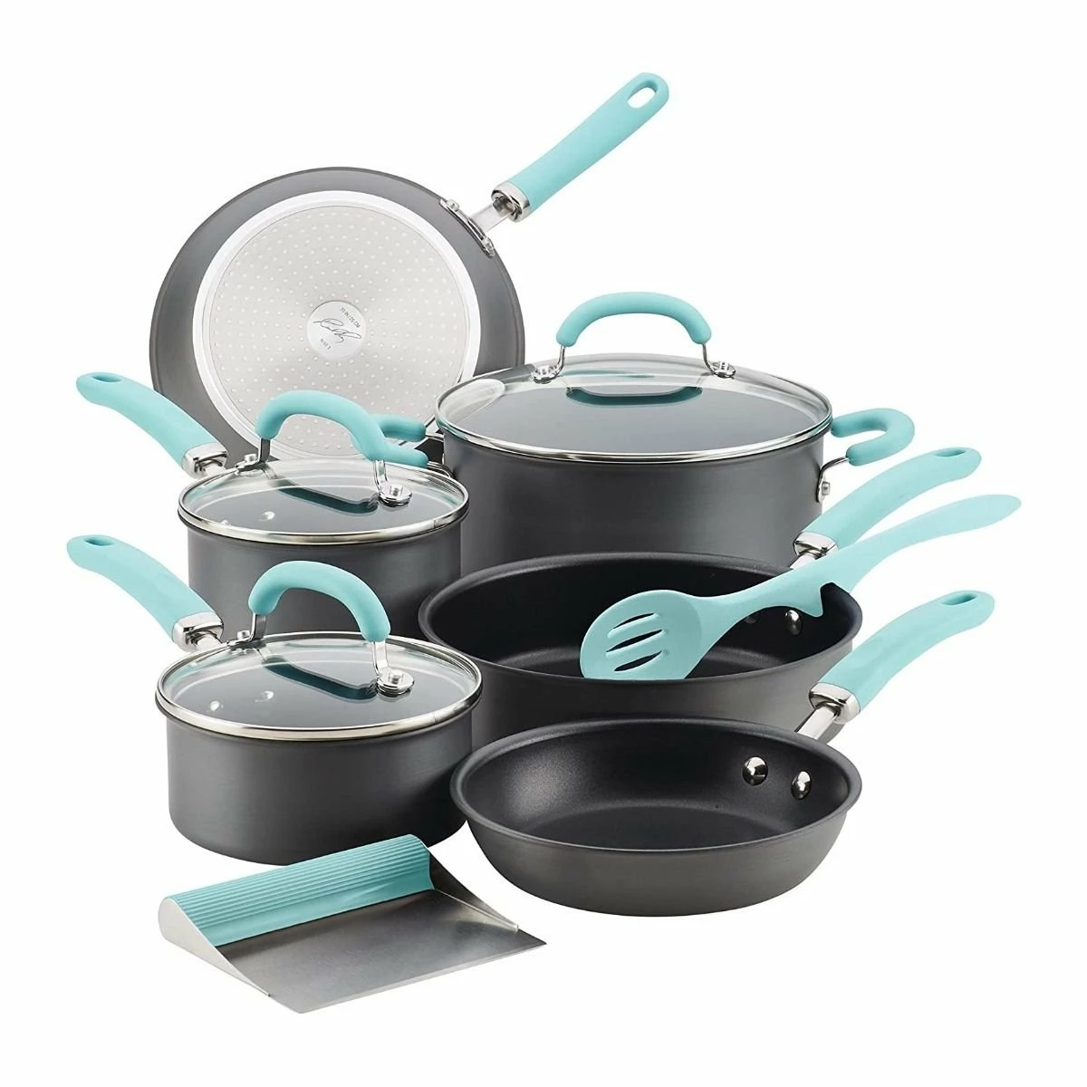 Rachael Ray 11-Piece Hard Anodized Cookware Set | Light Blue 3 Rachael Ray 11-Piece Hard Anodized Cookware Set | Light Blue