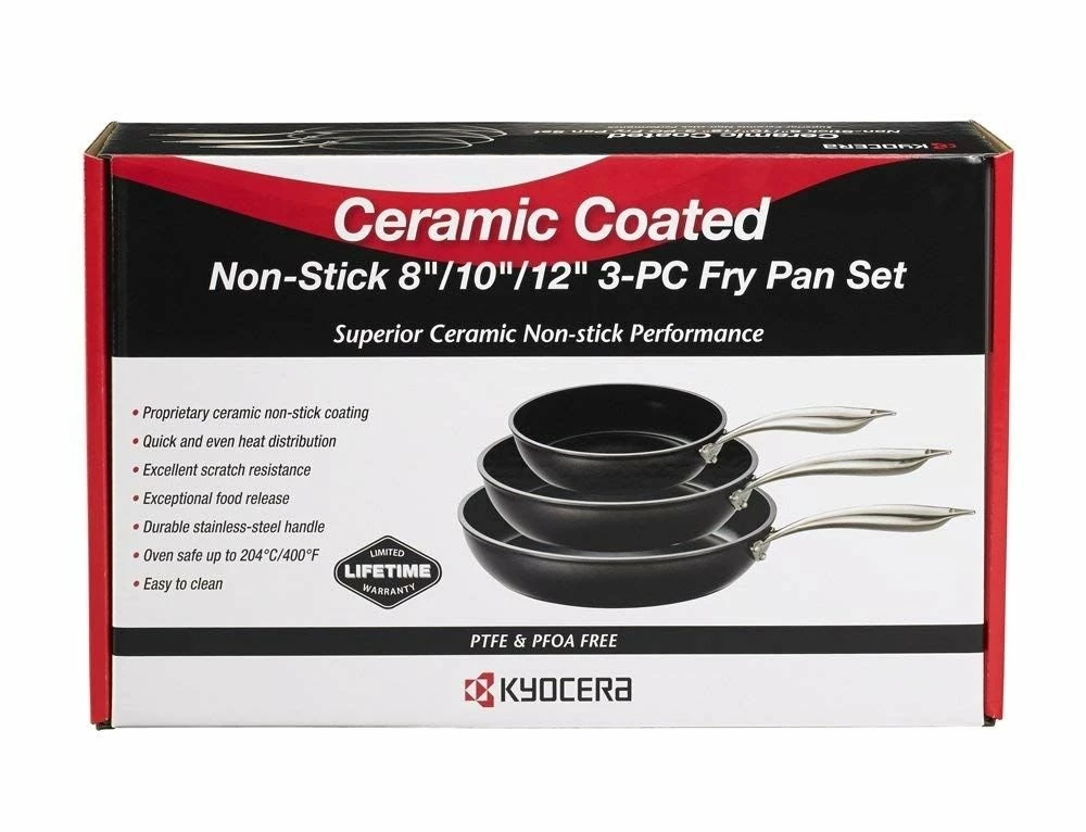 Kyocera Ceramic Non-Stick 3pc Fry Pan Set - 8", 10" & 12" 5 Kyocera Ceramic Non-Stick 3pc Fry Pan Set - 8", 10" & 12" - Image 3