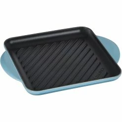 Le Creuset 9.5" Square Signature Enameled Cast Iron Grill Pan | Caribbean Blue