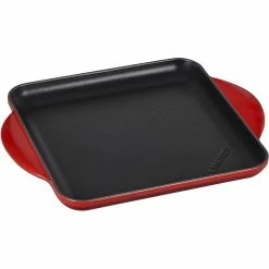 Le Creuset 9.5" Square Signature Enameled Cast Iron Griddle Pan | Cerise/Cherry Red
