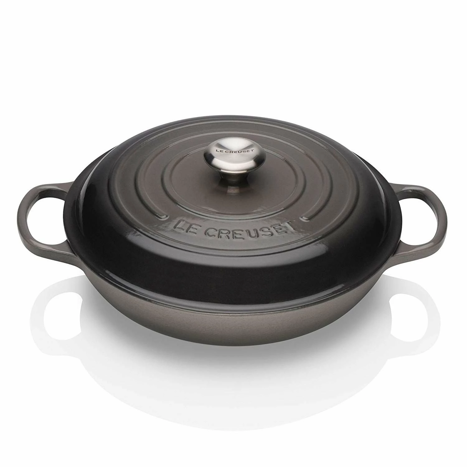 Le Creuset 2.25 Qt. Signature Enameled Cast Iron Braiser With Stainless Steel Knob | Oyster Grey 3 Le Creuset 2.25 Qt. Signature Enameled Cast Iron Braiser With Stainless Steel Knob | Oyster Grey
