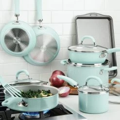 Rachael Ray 13-Piece Enameled Cookware Set | Light Blue Shimmer 21 Rachael Ray 13-Piece Enameled Cookware Set | Light Blue Shimmer -Le Creuset Shop lightbluecook10