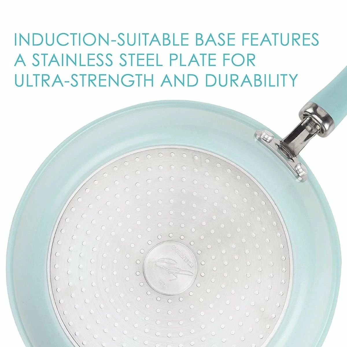 Rachael Ray 13-Piece Enameled Cookware Set | Light Blue Shimmer 6 Rachael Ray 13-Piece Enameled Cookware Set | Light Blue Shimmer - Image 4