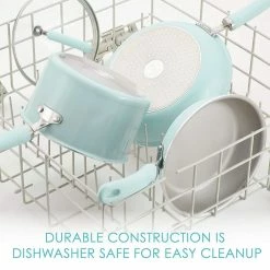 Rachael Ray 13-Piece Enameled Cookware Set | Light Blue Shimmer 16 Rachael Ray 13-Piece Enameled Cookware Set | Light Blue Shimmer -Le Creuset Shop lightbluecook3