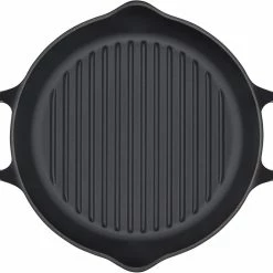 Le Creuset 9.75" Deep Round Signature Grill Pan | Licorice -Le Creuset Shop ls2020 2520 licorice top view