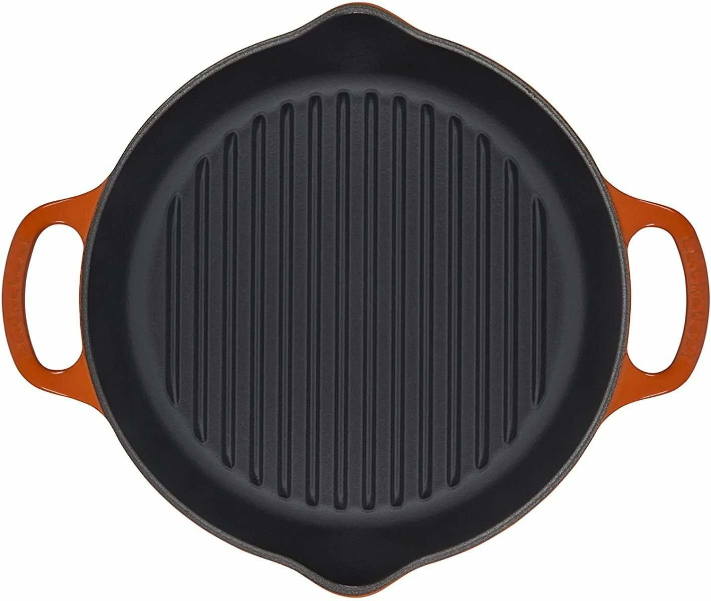 Le Creuset 9.75" Deep Round Signature Grill Pan | Flame Orange 4 Le Creuset 9.75" Deep Round Signature Grill Pan | Flame Orange - Image 2