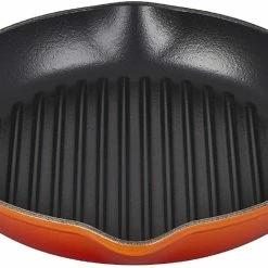Le Creuset 9.75" Deep Round Signature Grill Pan | Flame Orange