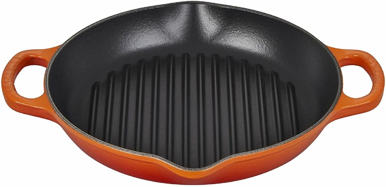 Le Creuset 9.75" Deep Round Signature Grill Pan | Flame Orange 3 Le Creuset 9.75" Deep Round Signature Grill Pan | Flame Orange