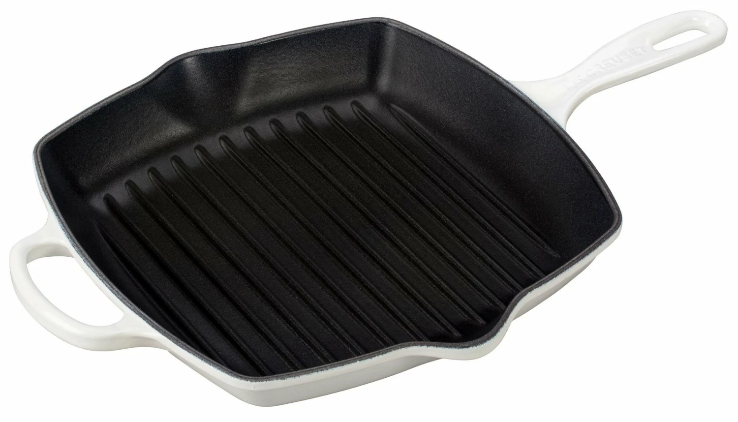 Le Creuset 10.25" Square Signature Cast Iron Grill Skillet | White 3 Le Creuset 10.25" Square Signature Cast Iron Grill Skillet | White