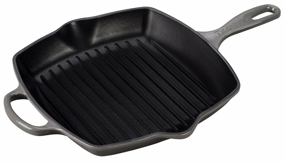 Le Creuset 10.25" Square Signature Cast Iron Grill Skillet | Oyster Grey 3 Le Creuset 10.25" Square Signature Cast Iron Grill Skillet | Oyster Grey