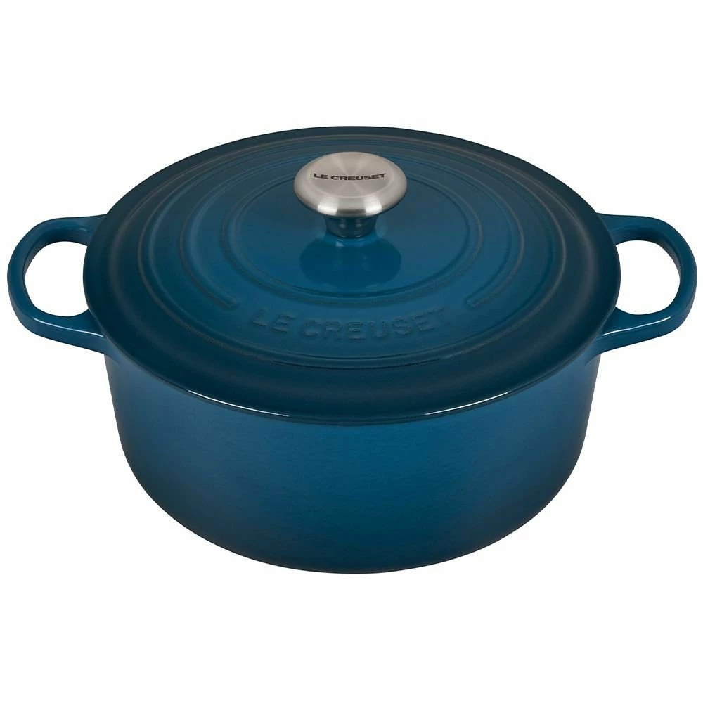 Le Creuset 5.5 Qt. Round Signature Cast Iron Dutch Oven With Stainless Steel Knob | Deep Teal 3 Le Creuset 5.5 Qt. Round Signature Cast Iron Dutch Oven With Stainless Steel Knob | Deep Teal