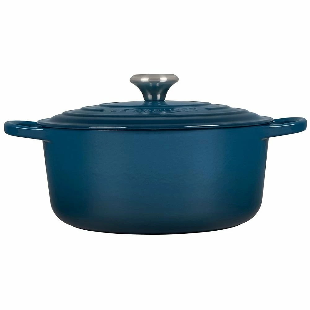 Le Creuset 5.5 Qt. Round Signature Cast Iron Dutch Oven With Stainless Steel Knob | Deep Teal 4 Le Creuset 5.5 Qt. Round Signature Cast Iron Dutch Oven With Stainless Steel Knob | Deep Teal - Image 2