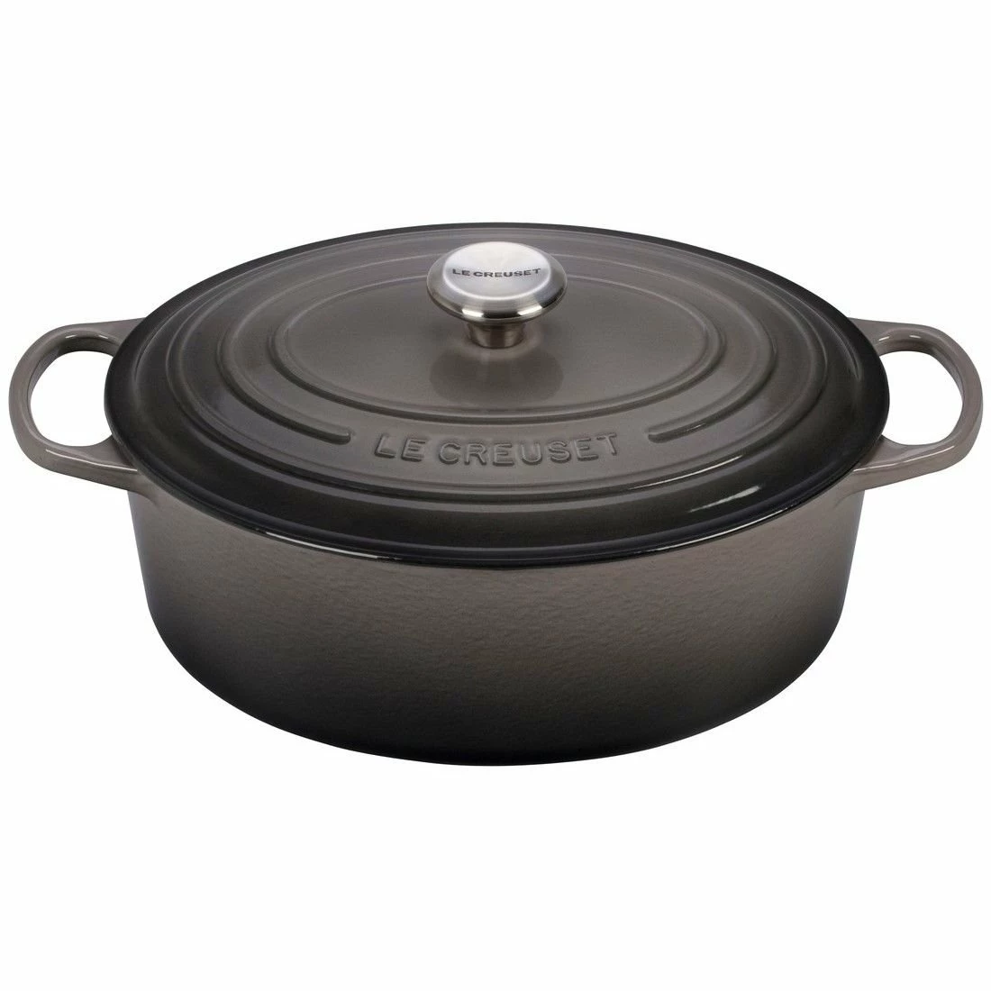 Le Creuset 6.75 Qt. Oval Signature Dutch Oven With Stainless Steel Knob | Oyster Grey 3 Le Creuset 6.75 Qt. Oval Signature Dutch Oven With Stainless Steel Knob | Oyster Grey